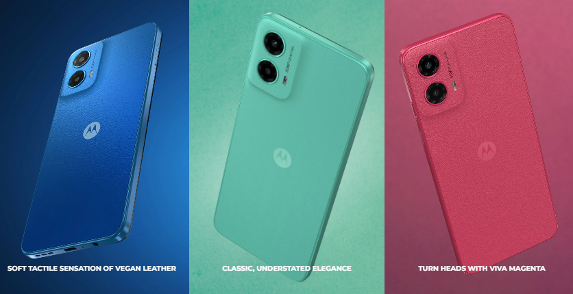 Moto G45 5G's colorful vegan leather design