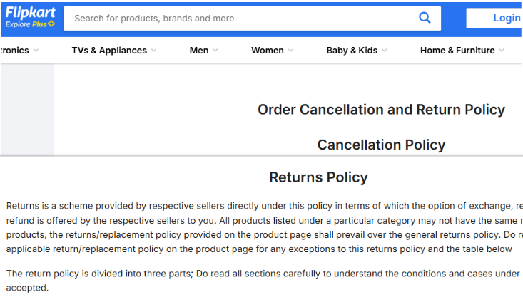 Flipkart festival sale में वापसी और रिटर्न पॉलिसी